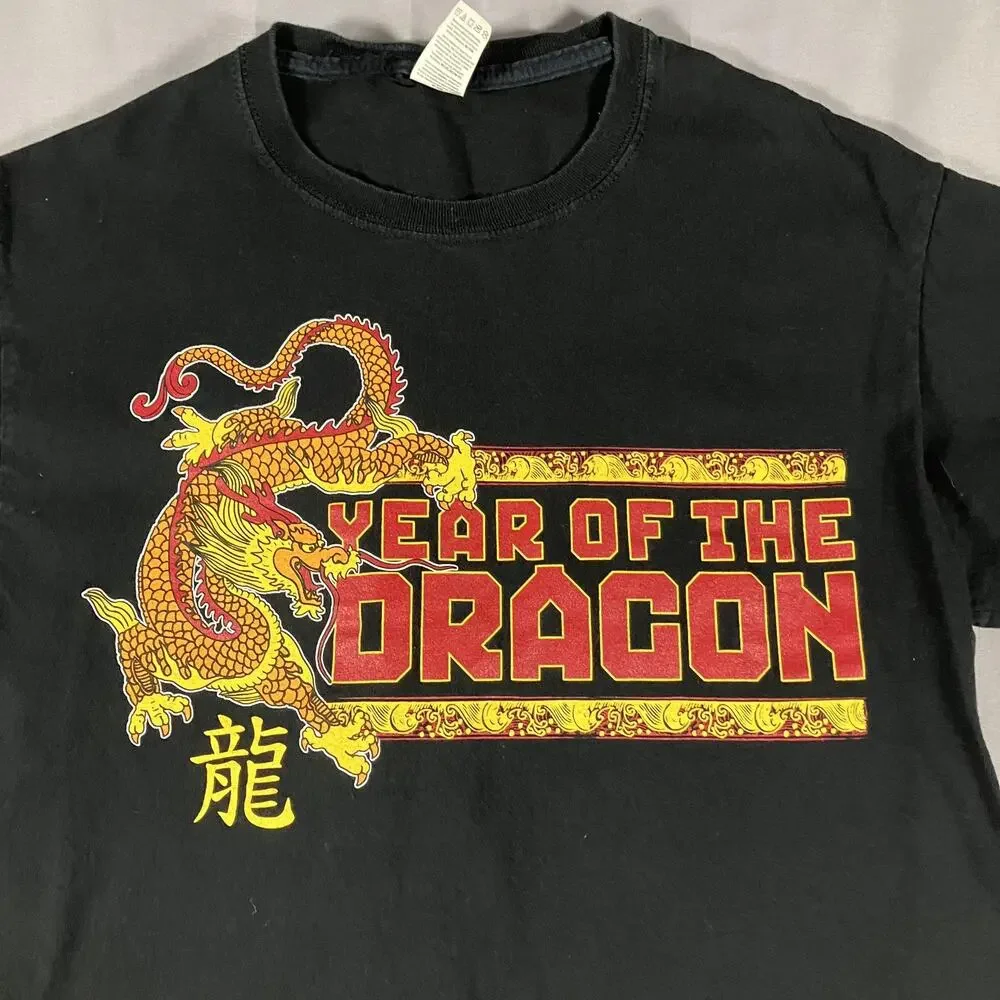 Year Of The‎ Dragon Shirt Mens Small Black Chinese Zodiac Graphic Tee Top
